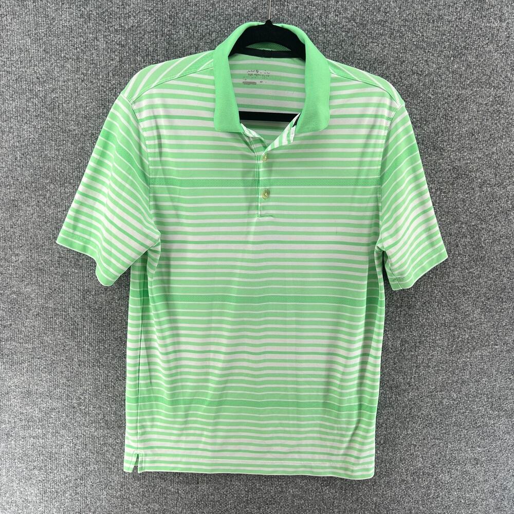 Nike Shirt Mens Small Green Golf Dri-Fit Polo Shirt Golf Outdoor Striped